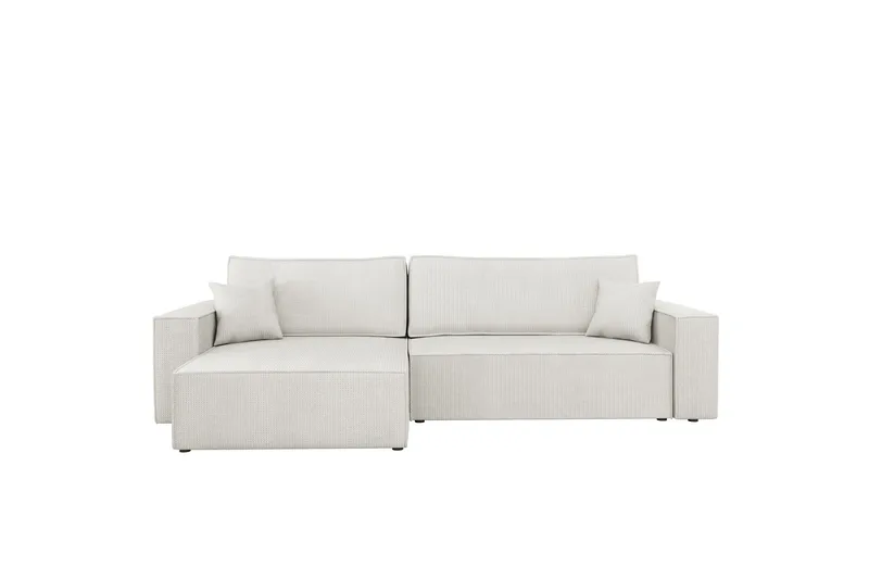 Hobson Sovesofa med Sjeselong 3-seter i Plysj, Hvit