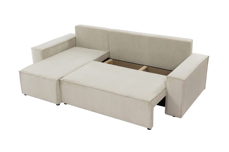 Hobson Sovesofa med Sjeselong 3-seter i Plysj - Hvit - Møbler - Sofaer - Sovesofaer - Sovesofa divan