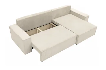 Hobson Sovesofa med Sjeselong 3-seter i Plysj - Grå - Møbler - Sofaer - Sovesofaer - Sovesofa divan