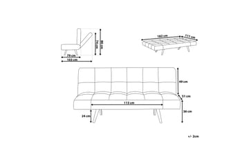 Ingaro Sovesofa 182 cm - Grå - Møbler - Sofaer - Sovesofaer - 3 seters sovesofa