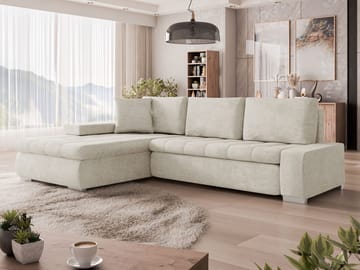 Irja 4-seters sovesofa med sjeselong, venstrevendt - Lys beige - Møbler - Sofaer - Sovesofaer - Hjørnesovesofa