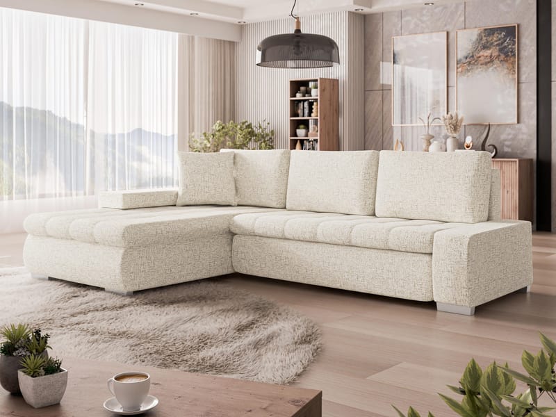 Irja 4-seters sovesofa med sjeselong, venstrevendt - Lys beige - Møbler - Sofaer - Sovesofaer - Hjørnesovesofa