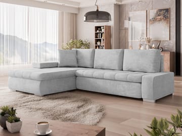 Irja 4-seters sovesofa med sjeselong, venstrevendt - Lysegrå - Møbler - Sofaer - Sovesofaer - Hjørnesovesofa