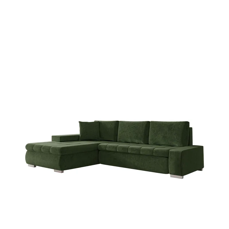 Irja 4-seters sovesofa med sjeselong, venstrevendt - Mørkegrønn - Møbler - Sofaer - Sovesofaer - Langsgående sovesofa