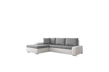 Irja Sovesofa med Sjeselong 3-seter i Kunstlær - Hvit / Grå - Møbler - Sofaer - Sovesofaer - Sovesofa divan