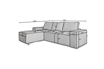 Kamli Sovesofa m. Divan med Oppbevaring - Lysegrå - Møbler - Sofaer - Sovesofaer - Langsgående sovesofa
