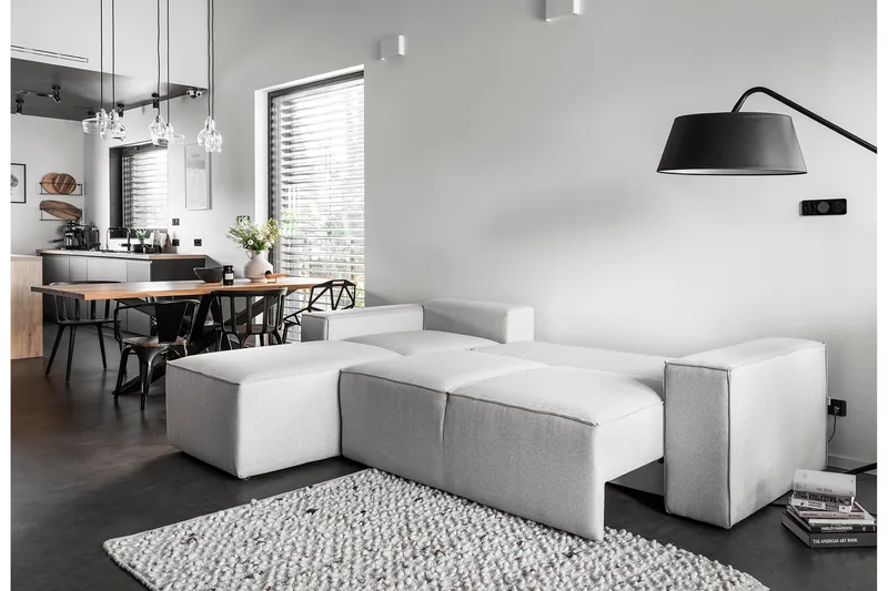 Kamli Sovesofa m. Divan med Oppbevaring - Lysegrå - Møbler - Sofaer - Sovesofaer - Langsgående sovesofa