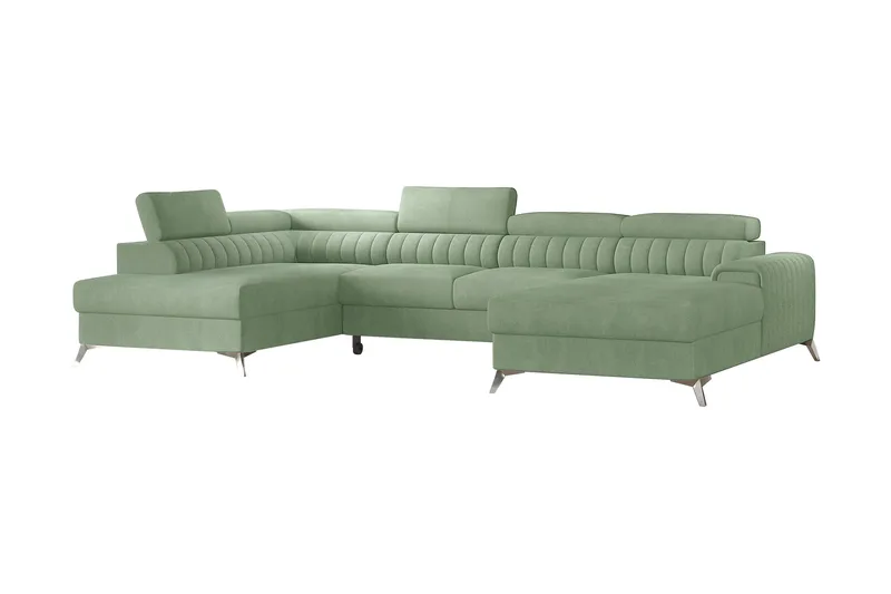 Kamran Sovesofa m. Divan og Sjeselong med Oppbevaring, Lyseblå
