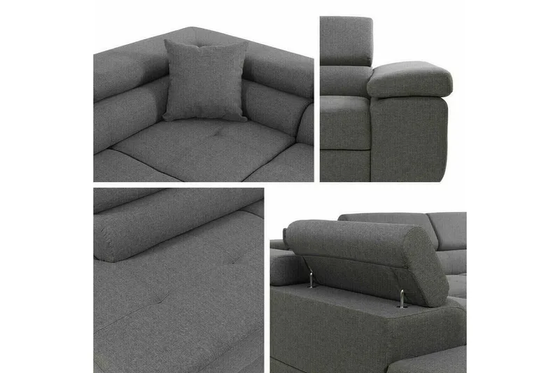 Kintore 4-seter Høyrevendt L-formet Hjørnesovesofa 125x198 cm i Kordfløyel - Grå - Møbler - Sofaer - Sovesofaer - Langsgående sovesofa