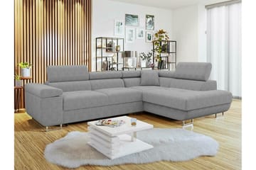 Kintore 4-seter Høyrevendt L-formet Hjørnesovesofa 125x198 cm i Kordfløyel - Grå - Møbler - Sofaer - Sovesofaer - Langsgående sovesofa