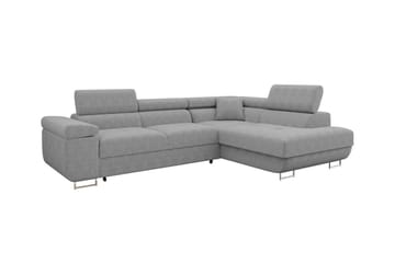 Kintore 4-seter Høyrevendt L-formet Hjørnesovesofa 125x198 cm i Kordfløyel - Grå - Møbler - Sofaer - Sovesofaer - Langsgående sovesofa