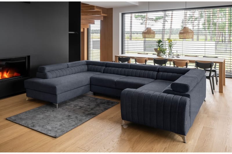 Kotori Hjørnesovesofa m. Sjeselong, Blå