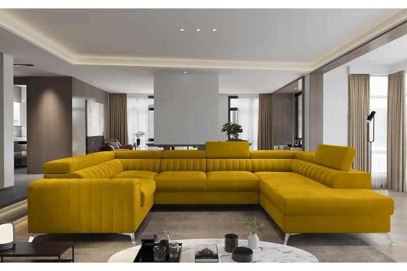 Kotori Hjørnesovesofa m. Sjeselong, Gul