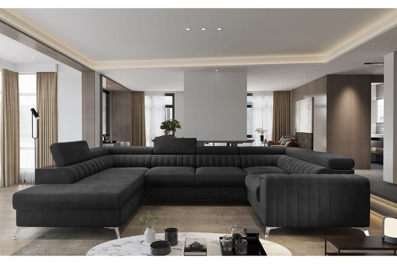 Kotori Hjørnesovesofa m. Sjeselong, Mørkegrå