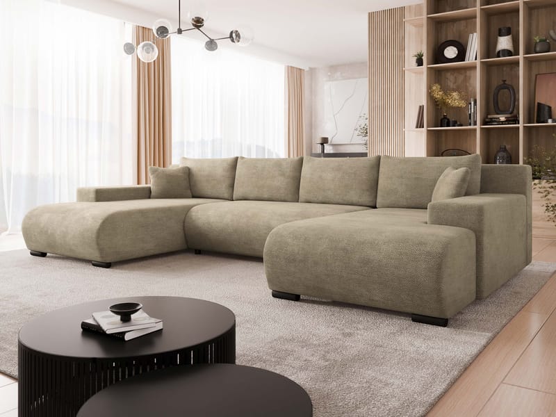 Krysen 4-seters sovesofa med dobbeltdivan - beige - Møbler - Sofaer - Sovesofaer - Hjørnesovesofa