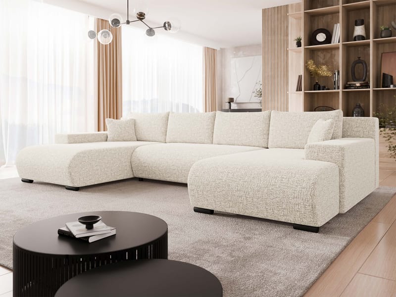 Krysen 4-seters sovesofa med dobbeltdivan - beige - Møbler - Sofaer - Sovesofaer - Hjørnesovesofa
