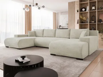 Krysen 4-seters sovesofa med dobbeltdivan - beige - Møbler - Sofaer - Sovesofaer - Hjørnesovesofa