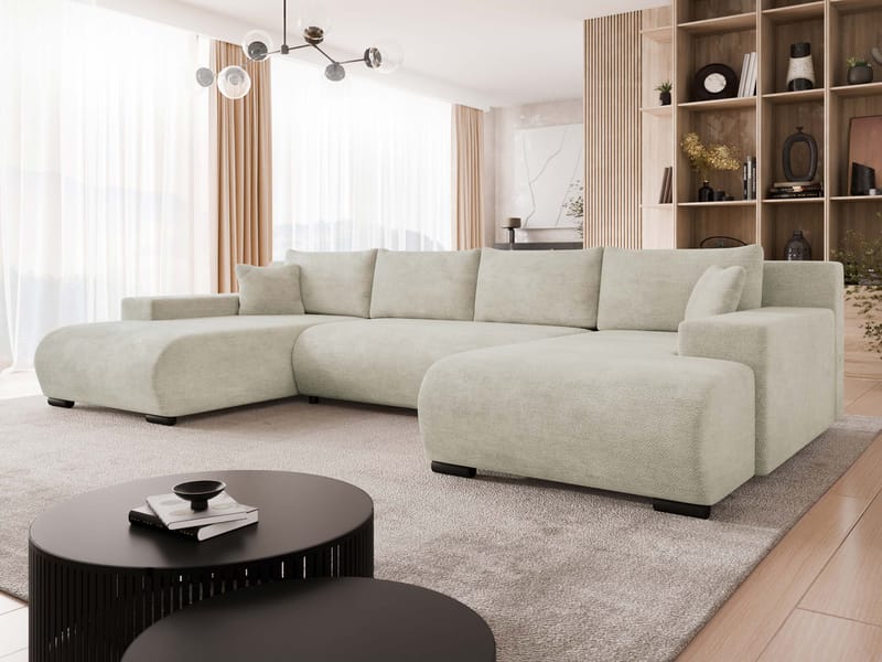Krysen 4-seters sovesofa med dobbeltdivan - beige - Møbler - Sofaer - Sovesofaer - Hjørnesovesofa