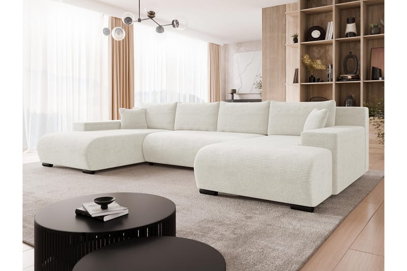 Krysen Sovesofa Dubbeldivan 4-sits - Hvit - Møbler - Sofaer - Sovesofaer - U sovesofa