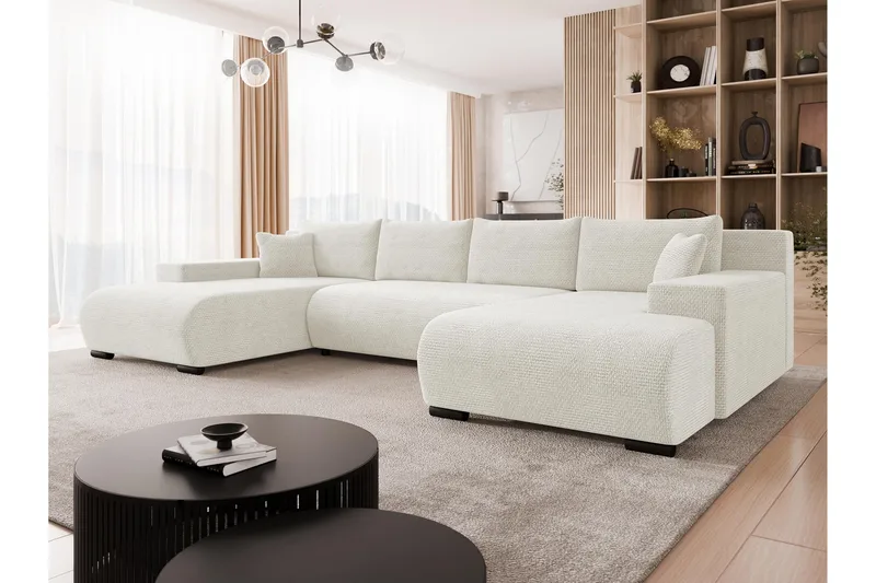 Krysen Sovesofa Dubbeldivan 4-sits - Hvit - Møbler - Sofaer - Sovesofaer - U sovesofa