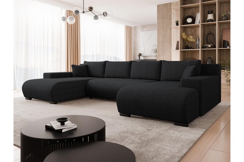 Krysen Sovesofa Dubbeldivan 4-sits - Svart - Møbler - Sofaer - Sovesofaer - Sovesofa divan