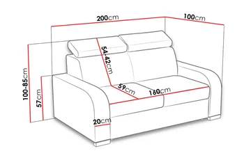 Lavona 3-seter Sovesofa Justerbare Nakkestøtter i Stoff - Grå - Møbler - Sofaer - Sovesofaer - 3 seters sovesofa