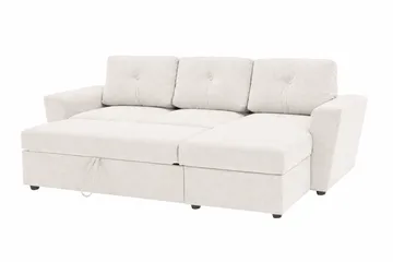 Leia 3-seters vendbar sovesofa med sjeselong og oppbevaring - Beige - Møbler - Sofaer - Sovesofaer - Sovesofa divan