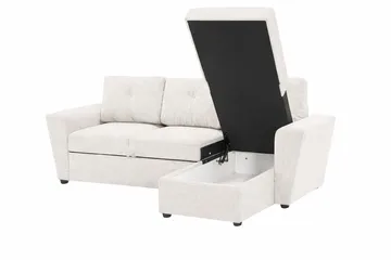 Leia 3-seters vendbar sovesofa med sjeselong og oppbevaring - Beige - Møbler - Sofaer - Sovesofaer - Sovesofa divan