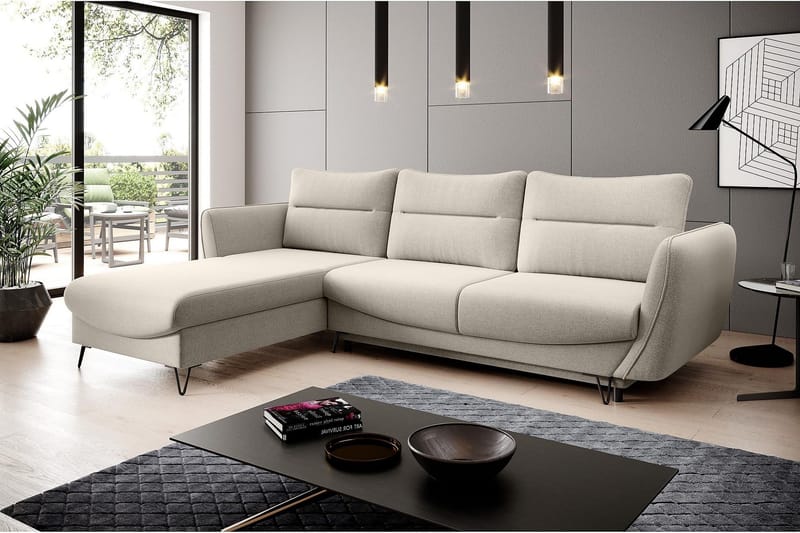Lence Sovesofa m. Divan Oppbevaring - Hvit/Beige - Møbler - Sofaer - Sovesofaer - Sovesofa divan