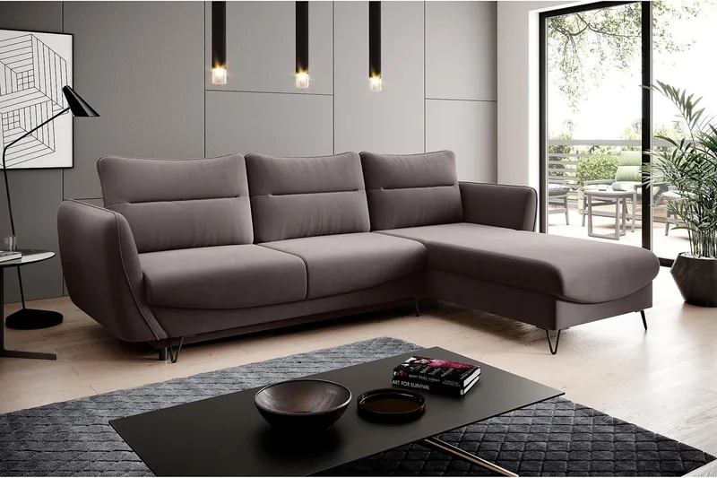 Lence Sovesofa m. Divan Oppbevaring - Mørkebeige - Møbler - Sofaer - Sovesofaer - Sovesofa divan