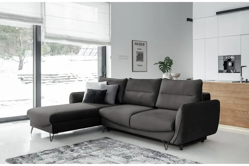 Lence Sovesofa m. Divan Oppbevaring, Mørkegrå