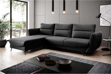 Lence Sovesofa m. Divan Oppbevaring - Svart - Møbler - Sofaer - Sovesofaer - Sovesofa divan