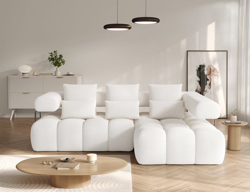 Levvi 3-seters boblete sovesofa med divan, høyre - Jaffray 01 - Møbler - Sofaer - Sovesofaer - Hjørnesovesofa