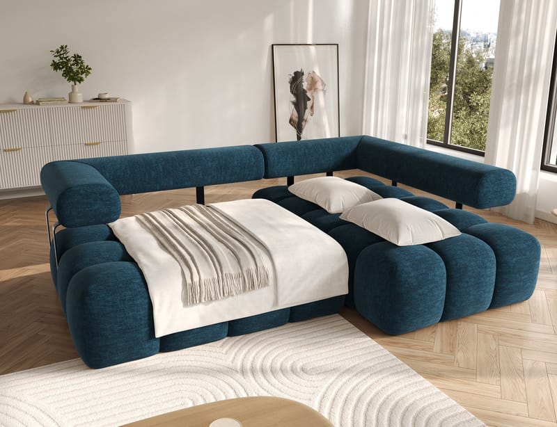 Levvi 3-seters boblete sovesofa med divan, høyre - Manhattan 40 - Møbler - Sofaer - Sovesofaer - Hjørnesovesofa