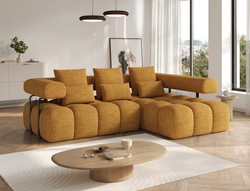 Levvi 3-seters boblete sovesofa med divan, høyre - Manhattan 45 - Møbler - Sofaer - Sovesofaer - Sovesofa divan
