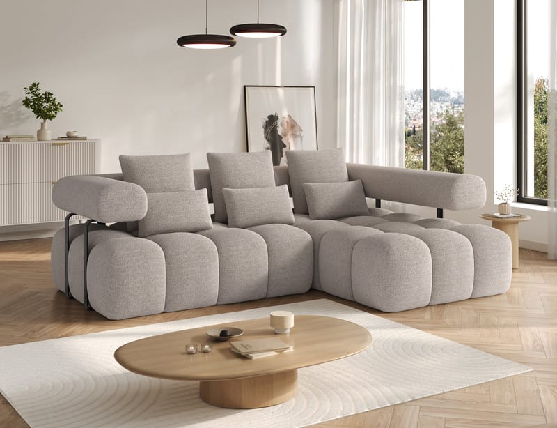 Levvi 3-seters boblete sovesofa med divan, høyre - Royal 18 - Møbler - Sofaer - Sovesofaer - Sovesofa divan