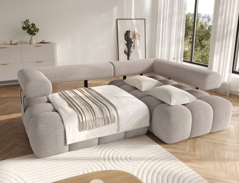 Levvi 3-seters boblete sovesofa med divan, høyre - Royal 18 - Møbler - Sofaer - Sovesofaer - Sovesofa divan