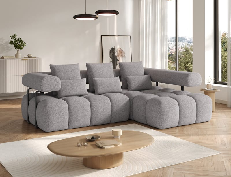 Levvi 3-seters boblete sovesofa med divan, høyre - Paolli 04 - Møbler - Sofaer - Sovesofaer - Sovesofa divan