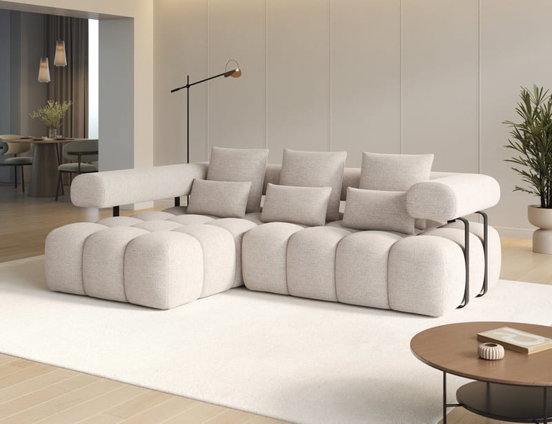 Levvi 3-seters Bubblig sovesofa med divan Venstre - Bazalt 18 - Møbler - Sofaer - Sovesofaer - Hjørnesovesofa