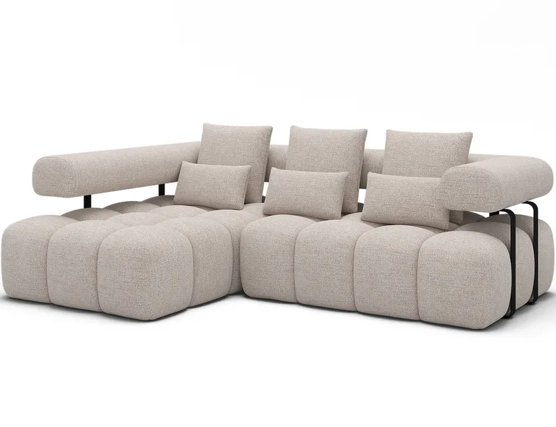 Levvi 3-seters Bubblig sovesofa med divan Venstre, Bazalt 18