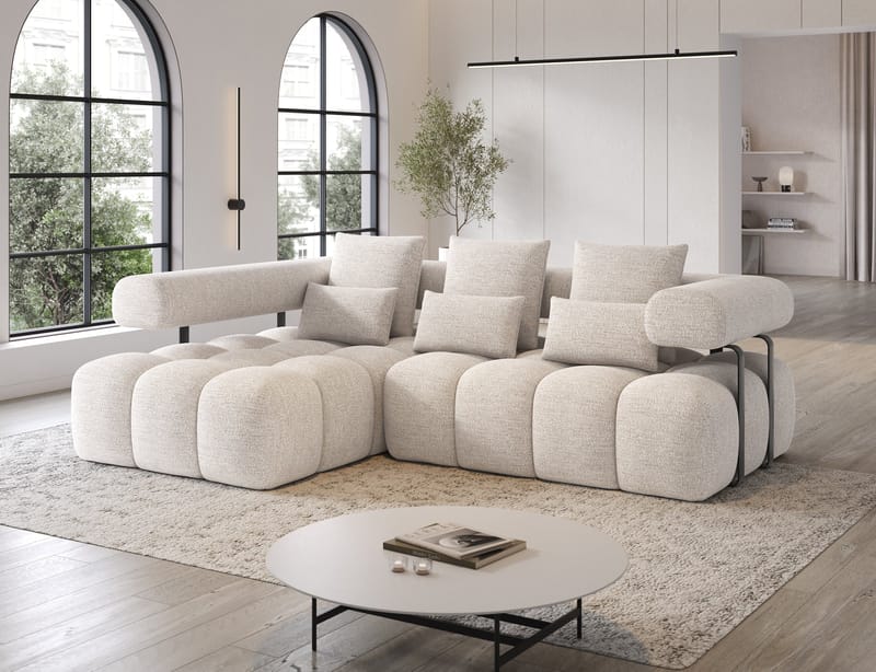 Levvi 3-seters Bubblig sovesofa med divan Venstre - Bazalt 18 - Møbler - Sofaer - Sovesofaer - Hjørnesovesofa