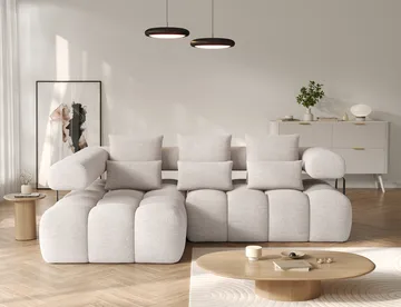 Levvi 3-seters Bubblig sovesofa med divan Venstre - Bazalt 18 - Møbler - Sofaer - Sovesofaer - Hjørnesovesofa