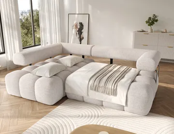 Levvi 3-seters Bubblig sovesofa med divan Venstre - Bazalt 18 - Møbler - Sofaer - Sovesofaer - Hjørnesovesofa
