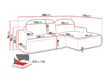 Lifeina Sovesofa Med 2-Seters Divan - Møbler - Sofaer - Sovesofaer - Sovesofa divan