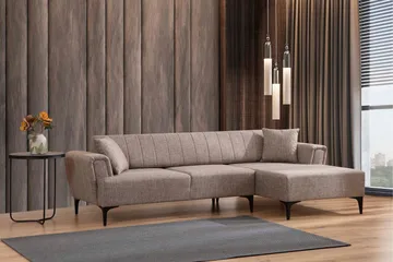 Lilesville Sovesofa med divan - Lysebrun - Møbler - Sofaer - Sovesofaer - Sovesofa divan