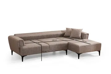 Lilesville Sovesofa med divan - Lysebrun - Møbler - Sofaer - Sovesofaer - Sovesofa divan