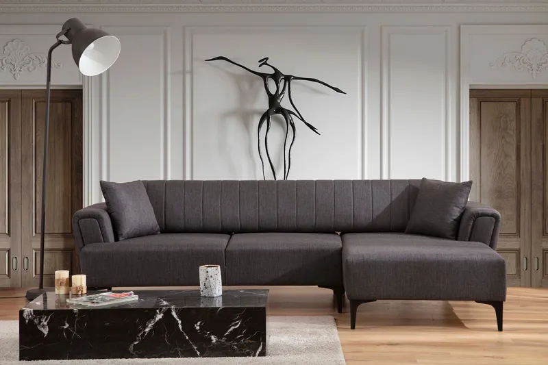 Lilesville Sovesofa med divan - Mørkegrå - Møbler - Sofaer - Sovesofaer - Sovesofa divan