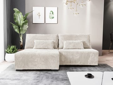 Lorynn 3-seters sovesofa med divan - beige - Møbler - Sofaer - Sovesofaer - Hjørnesovesofa