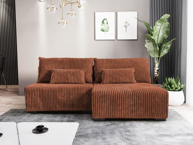 Lorynn 3-seters sovesofa med divan - brun - Møbler - Sofaer - Sovesofaer - Hjørnesovesofa