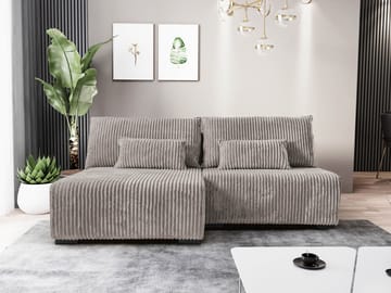 Lorynn 3-seters sovesofa med divan - grå - Møbler - Sofaer - Sovesofaer - Hjørnesovesofa